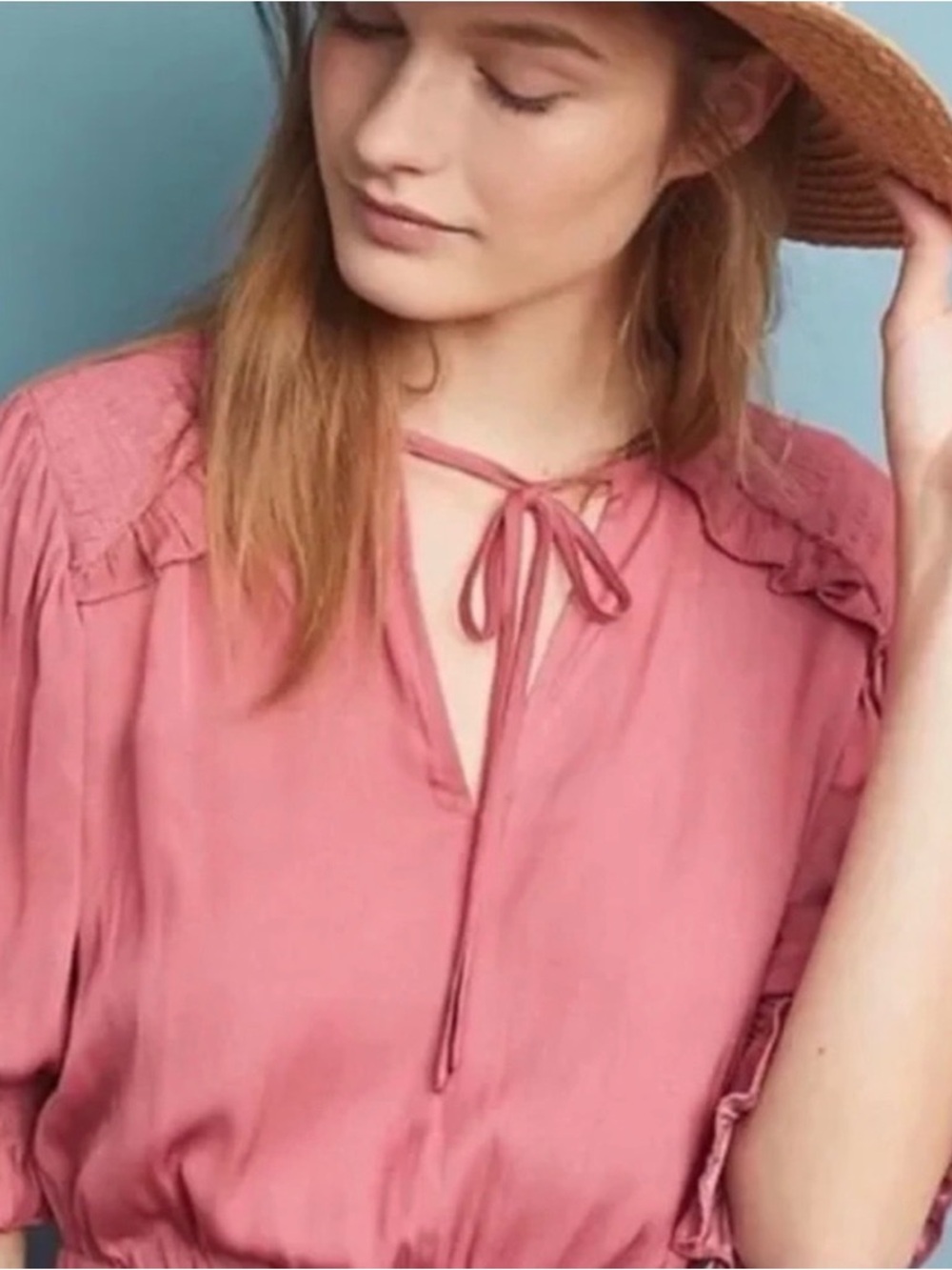 NWT Rare Anthropologie Current Air Los Angeles Rose-Pink Midi Dress Size L